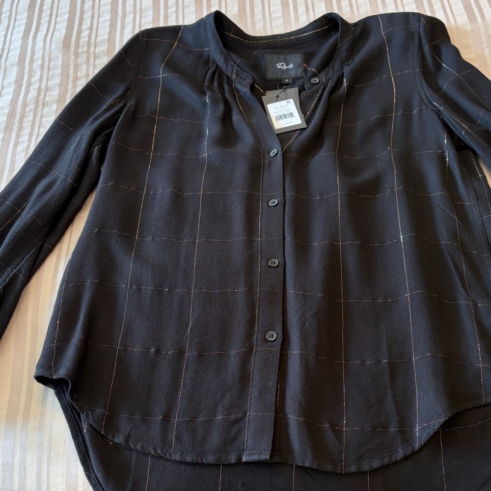 Rails Ebony Tinsel Plaid Top